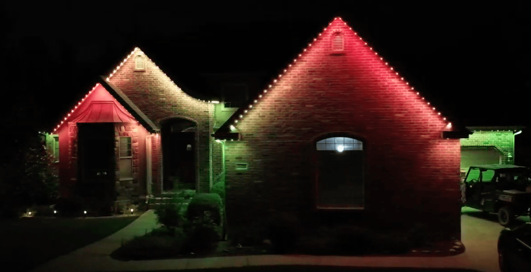 Thanksgiving red and green lighting display